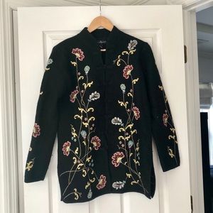 Mercer & Madison Embroidered Floral Wool Sweater